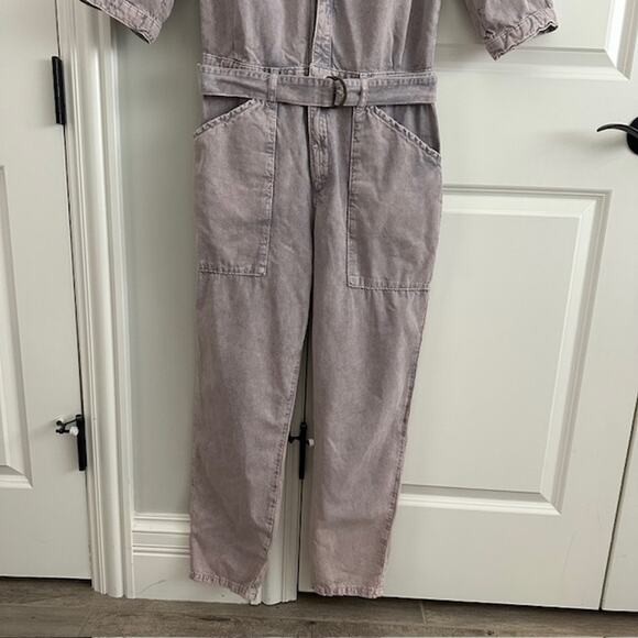 ba&sh Frida Denim Jumpsuit Faded Purple Wash Medium - Picture 5 of 13